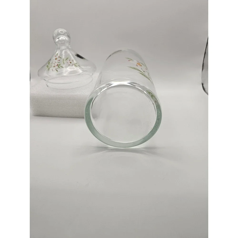 Crystal Clear Industries Handcrafted Crystal Floral Jar with Lid Made in Turkey